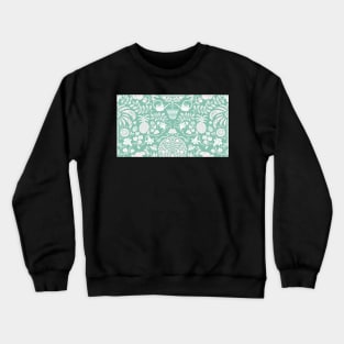 colorful orange tree and palm garden damask on mint | repeat pattern Crewneck Sweatshirt